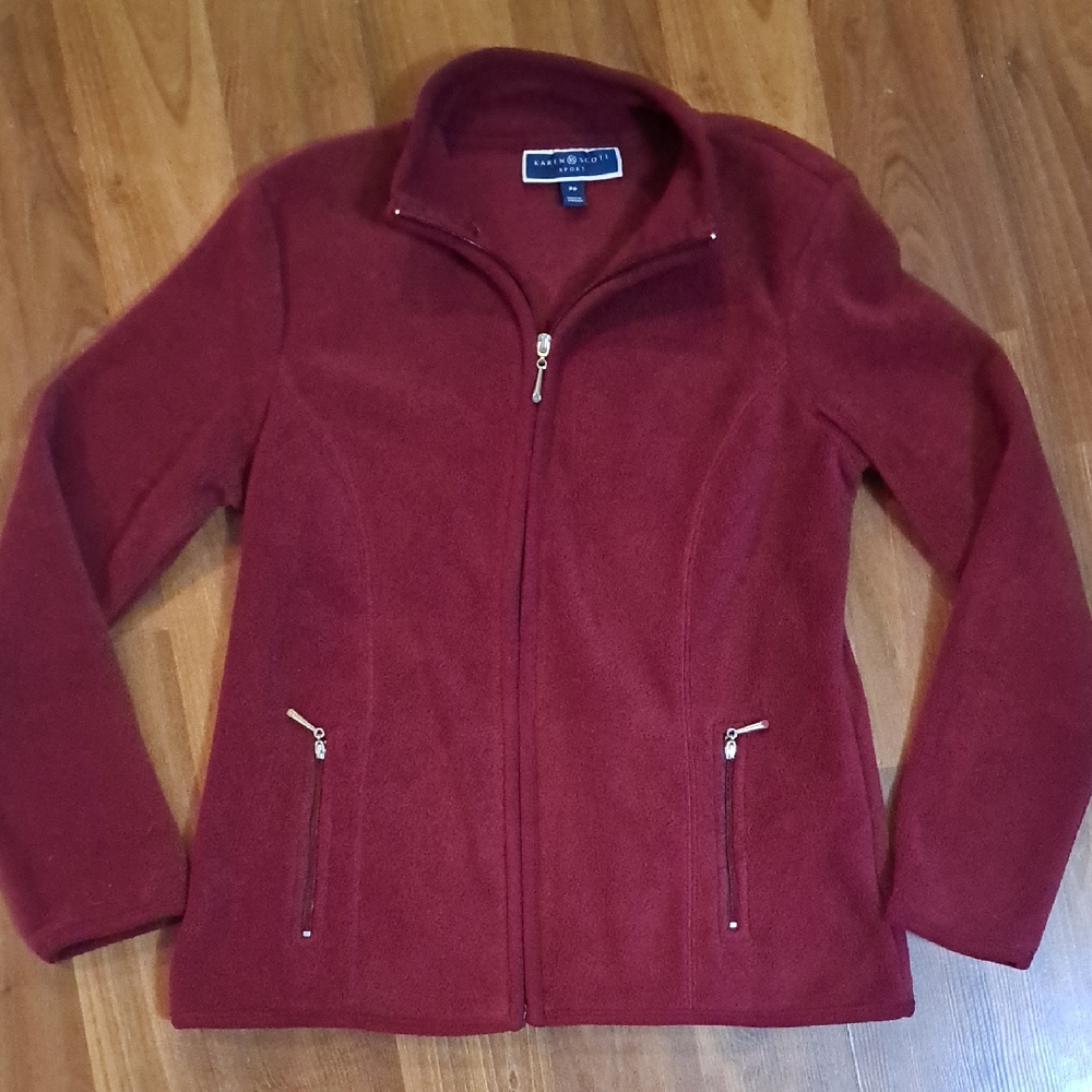 Karen Scott Women's Deep Wine Zip-Up Sweater